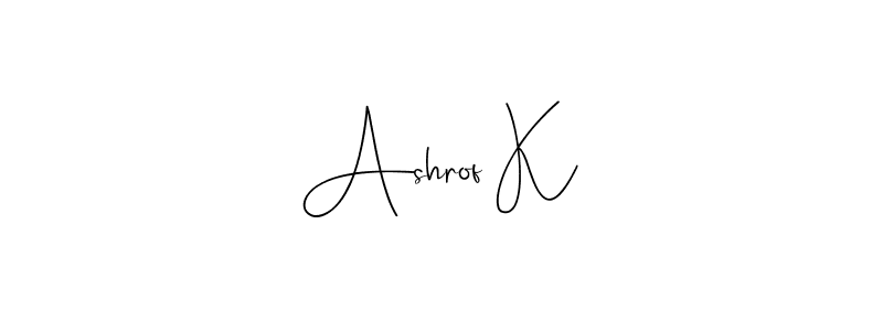 The best way (Andilay-7BmLP) to make a short signature is to pick only two or three words in your name. The name Ashrof K include a total of six letters. For converting this name. Ashrof K signature style 4 images and pictures png