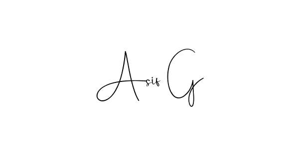 Andilay-7BmLP is a professional signature style that is perfect for those who want to add a touch of class to their signature. It is also a great choice for those who want to make their signature more unique. Get Asif G name to fancy signature for free. Asif G signature style 4 images and pictures png