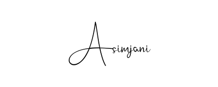 Transform the name Asimjani into a signature masterpiece using Andilay-7BmLP font. Ideal for photographers, artists, and creators looking for watermarks. Asimjani signature style 4 images and pictures png