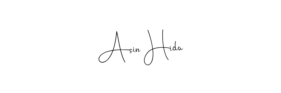 This is the best signature style for the Asin Hida name. Also you like these signature font (Andilay-7BmLP). Mix name signature. Asin Hida signature style 4 images and pictures png