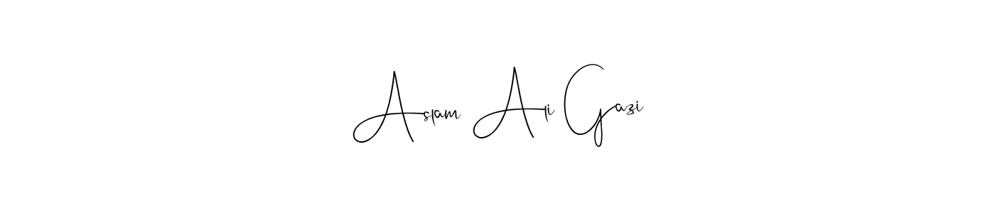 Andilay-7BmLP is a professional signature style that is perfect for those who want to add a touch of class to their signature. It is also a great choice for those who want to make their signature more unique. Get Aslam Ali Gazi name to fancy signature for free. Aslam Ali Gazi signature style 4 images and pictures png