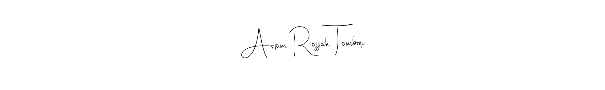 How to make Aslam Rajjak Tamboli name signature. Use Andilay-7BmLP style for creating short signs online. This is the latest handwritten sign. Aslam Rajjak Tamboli signature style 4 images and pictures png