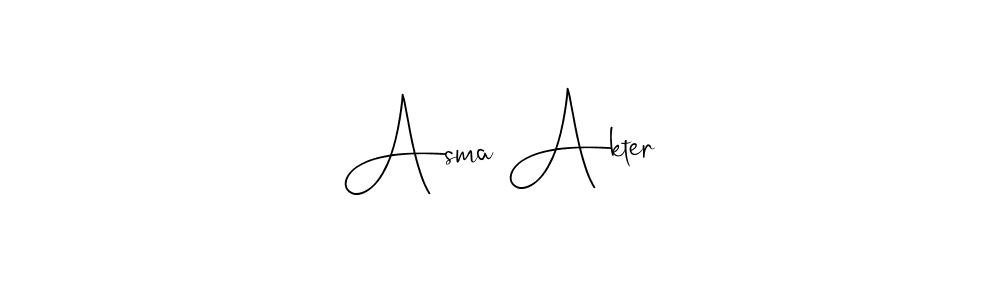 Design your own signature with our free online signature maker. With this signature software, you can create a handwritten (Andilay-7BmLP) signature for name Asma Akter. Asma Akter signature style 4 images and pictures png