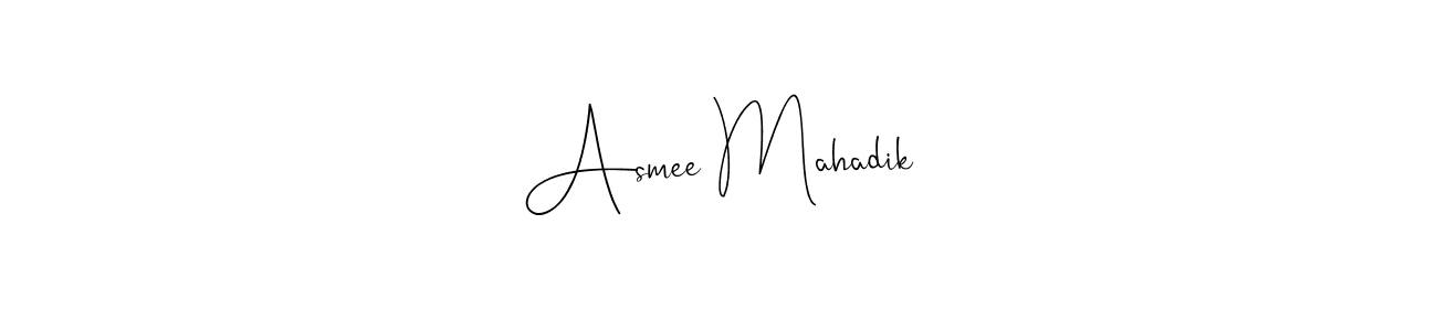 Make a beautiful signature design for name Asmee Mahadik. With this signature (Andilay-7BmLP) style, you can create a handwritten signature for free. Asmee Mahadik signature style 4 images and pictures png