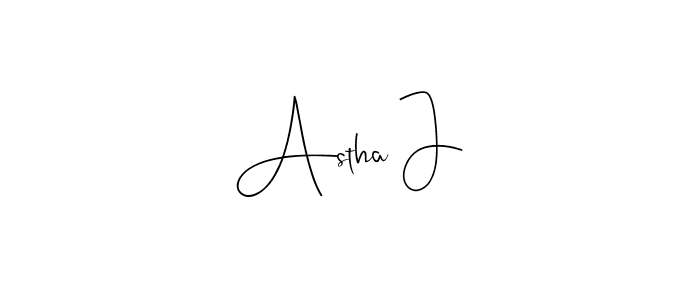 How to make Astha J name signature. Use Andilay-7BmLP style for creating short signs online. This is the latest handwritten sign. Astha J signature style 4 images and pictures png