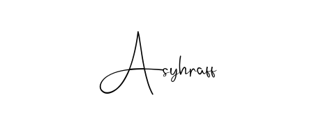 A modern signature idea for name Asyhraff using Andilay-7BmLP font. Clean strokes and elegant curves make it stand out instantly. Asyhraff signature style 4 images and pictures png