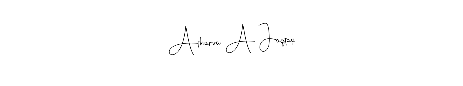 How to make Atharva A Jagtap name signature. Use Andilay-7BmLP style for creating short signs online. This is the latest handwritten sign. Atharva A Jagtap signature style 4 images and pictures png