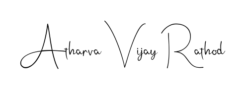 The Andilay-7BmLP handwriting style adds charm and authenticity to name Atharva Vijay Rathod. A wonderful choice for personal thank-you notes. Atharva Vijay Rathod signature style 4 images and pictures png
