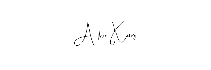 How to make Athu King name signature. Use Andilay-7BmLP style for creating short signs online. This is the latest handwritten sign. Athu King signature style 4 images and pictures png