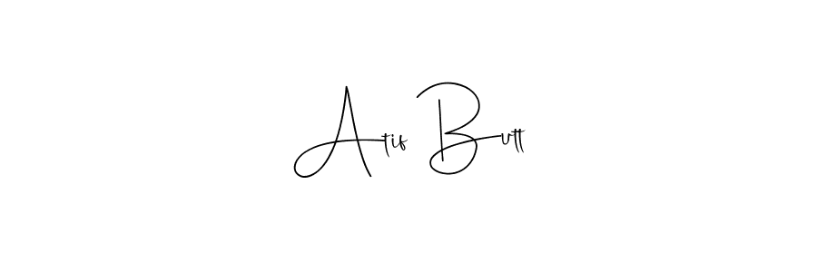 How to make Atif Butt name signature. Use Andilay-7BmLP style for creating short signs online. This is the latest handwritten sign. Atif Butt signature style 4 images and pictures png