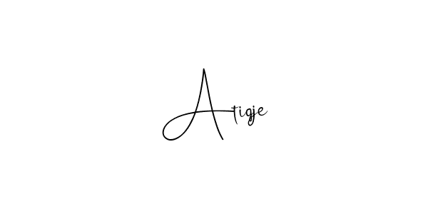 if you are searching for the best signature style for your name Atiqje. so please give up your signature search. here we have designed multiple signature styles  using Andilay-7BmLP. Atiqje signature style 4 images and pictures png
