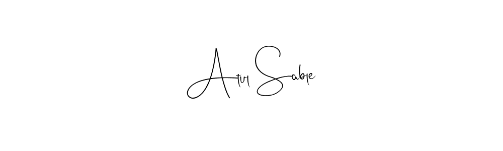 How to make Atul Sable name signature. Use Andilay-7BmLP style for creating short signs online. This is the latest handwritten sign. Atul Sable signature style 4 images and pictures png