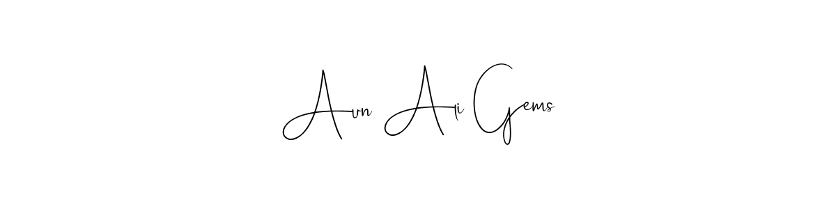 You can use this online signature creator to create a handwritten signature for the name Aun Ali Gems. This is the best online autograph maker. Aun Ali Gems signature style 4 images and pictures png
