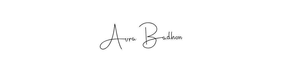 if you are searching for the best signature style for your name Aura Badhon. so please give up your signature search. here we have designed multiple signature styles  using Andilay-7BmLP. Aura Badhon signature style 4 images and pictures png