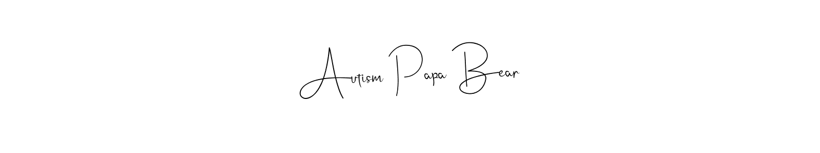 How to make Autism Papa Bear name signature. Use Andilay-7BmLP style for creating short signs online. This is the latest handwritten sign. Autism Papa Bear signature style 4 images and pictures png