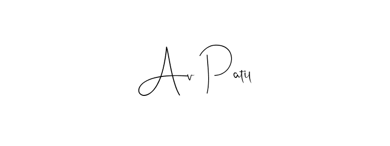 How to make Av Patil name signature. Use Andilay-7BmLP style for creating short signs online. This is the latest handwritten sign. Av Patil signature style 4 images and pictures png