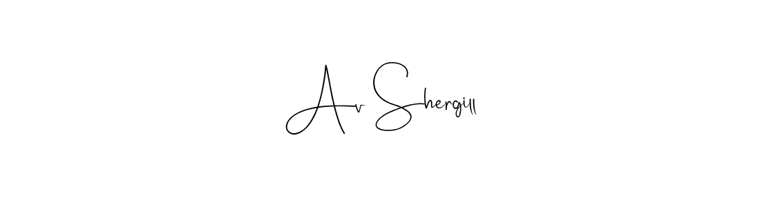 if you are searching for the best signature style for your name Av Shergill. so please give up your signature search. here we have designed multiple signature styles  using Andilay-7BmLP. Av Shergill signature style 4 images and pictures png