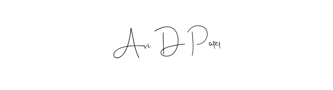 How to make Avi D Patel name signature. Use Andilay-7BmLP style for creating short signs online. This is the latest handwritten sign. Avi D Patel signature style 4 images and pictures png
