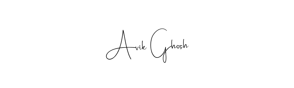 How to make Avik Ghosh name signature. Use Andilay-7BmLP style for creating short signs online. This is the latest handwritten sign. Avik Ghosh signature style 4 images and pictures png