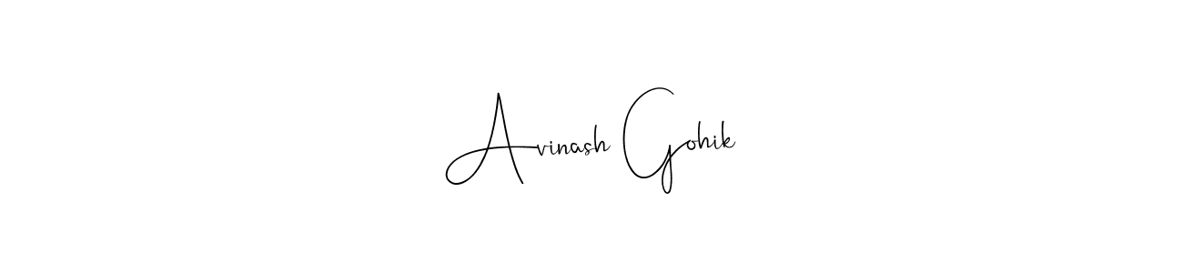 Make a beautiful signature design for name Avinash Gohik. With this signature (Andilay-7BmLP) style, you can create a handwritten signature for free. Avinash Gohik signature style 4 images and pictures png