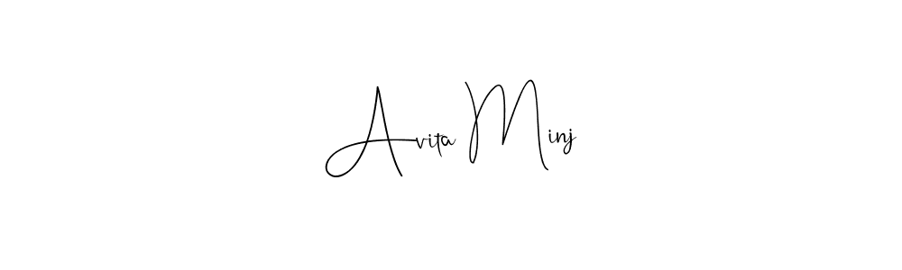 if you are searching for the best signature style for your name Avita Minj. so please give up your signature search. here we have designed multiple signature styles  using Andilay-7BmLP. Avita Minj signature style 4 images and pictures png