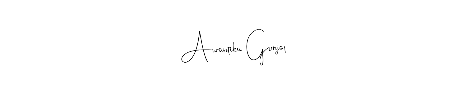Also You can easily find your signature by using the search form. We will create Awantika Gunjal name handwritten signature images for you free of cost using Andilay-7BmLP sign style. Awantika Gunjal signature style 4 images and pictures png