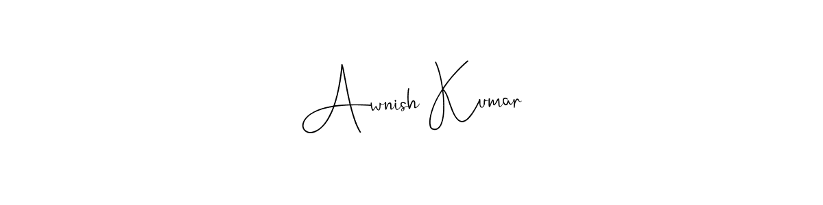if you are searching for the best signature style for your name Awnish Kumar. so please give up your signature search. here we have designed multiple signature styles  using Andilay-7BmLP. Awnish Kumar signature style 4 images and pictures png