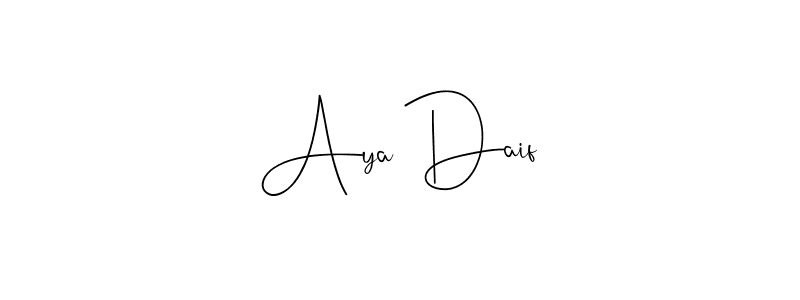 How to make Aya Daif signature? Andilay-7BmLP is a professional autograph style. Create handwritten signature for Aya Daif name. Aya Daif signature style 4 images and pictures png