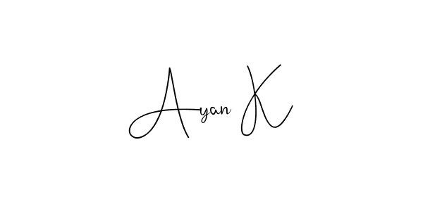 Also You can easily find your signature by using the search form. We will create Ayan K name handwritten signature images for you free of cost using Andilay-7BmLP sign style. Ayan K signature style 4 images and pictures png