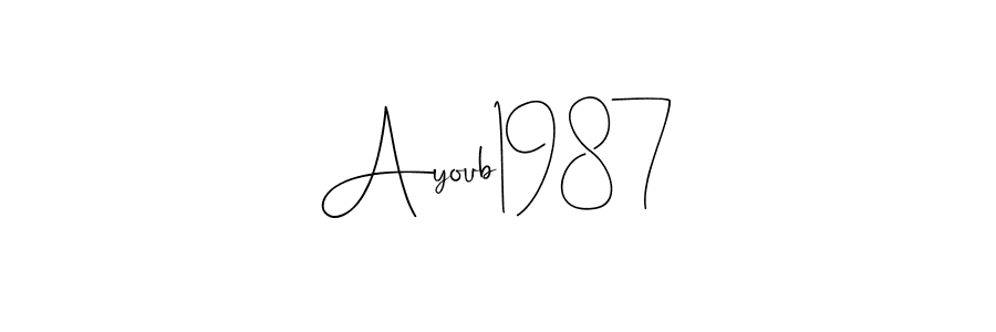 How to make Ayoub1987 name signature. Use Andilay-7BmLP style for creating short signs online. This is the latest handwritten sign. Ayoub1987 signature style 4 images and pictures png