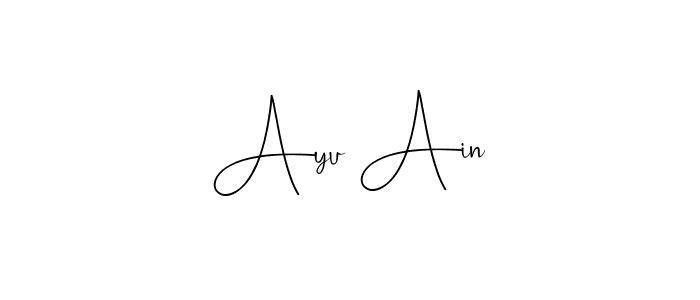 Also You can easily find your signature by using the search form. We will create Ayu Ain name handwritten signature images for you free of cost using Andilay-7BmLP sign style. Ayu Ain signature style 4 images and pictures png