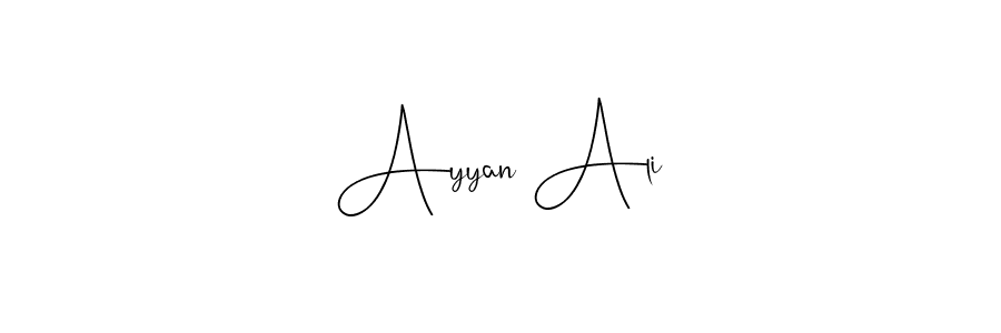 How to make Ayyan Ali name signature. Use Andilay-7BmLP style for creating short signs online. This is the latest handwritten sign. Ayyan Ali signature style 4 images and pictures png