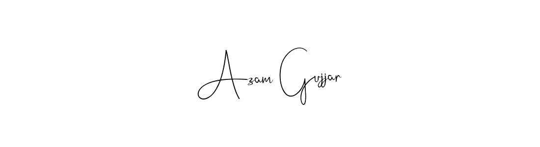 How to make Azam Gujjar name signature. Use Andilay-7BmLP style for creating short signs online. This is the latest handwritten sign. Azam Gujjar signature style 4 images and pictures png