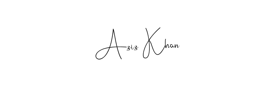 if you are searching for the best signature style for your name Aziz Khan. so please give up your signature search. here we have designed multiple signature styles  using Andilay-7BmLP. Aziz Khan signature style 4 images and pictures png