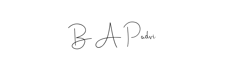 How to make B A Padvi name signature. Use Andilay-7BmLP style for creating short signs online. This is the latest handwritten sign. B A Padvi signature style 4 images and pictures png