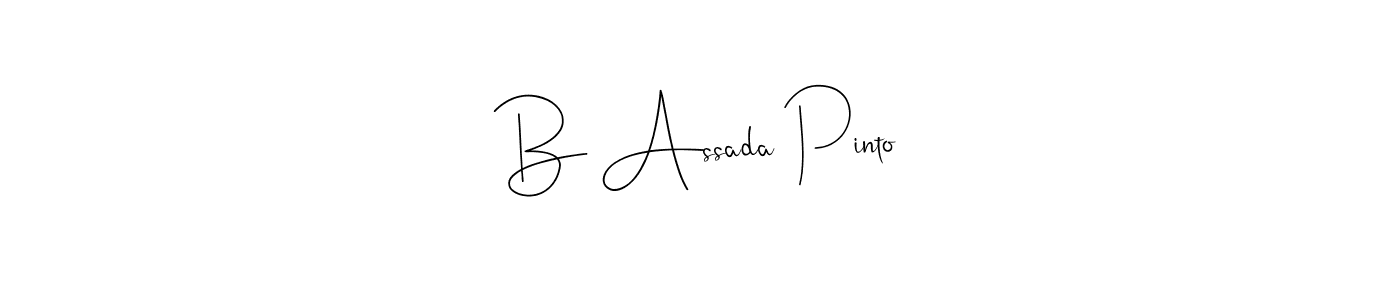 How to make B Assada Pinto name signature. Use Andilay-7BmLP style for creating short signs online. This is the latest handwritten sign. B Assada Pinto signature style 4 images and pictures png