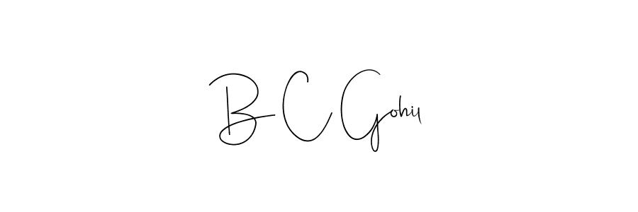 How to make B C Gohil name signature. Use Andilay-7BmLP style for creating short signs online. This is the latest handwritten sign. B C Gohil signature style 4 images and pictures png
