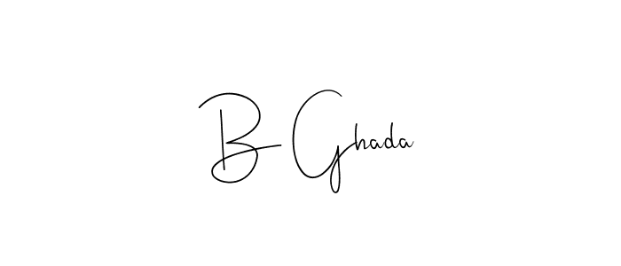 How to make B Ghada signature? Andilay-7BmLP is a professional autograph style. Create handwritten signature for B Ghada name. B Ghada signature style 4 images and pictures png