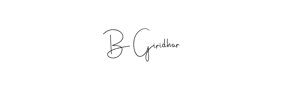 The best way (Andilay-7BmLP) to make a short signature is to pick only two or three words in your name. The name B Giridhar include a total of six letters. For converting this name. B Giridhar signature style 4 images and pictures png