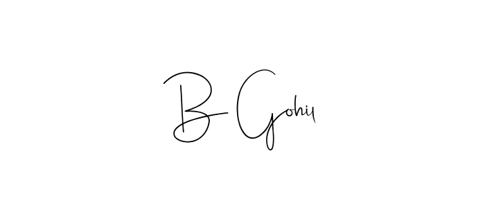 The best way (Andilay-7BmLP) to make a short signature is to pick only two or three words in your name. The name B Gohil include a total of six letters. For converting this name. B Gohil signature style 4 images and pictures png