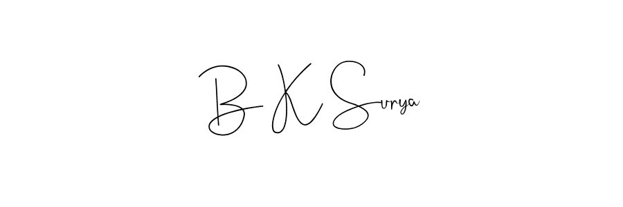Use a signature maker to create a handwritten signature online. With this signature software, you can design (Andilay-7BmLP) your own signature for name B K Surya. B K Surya signature style 4 images and pictures png