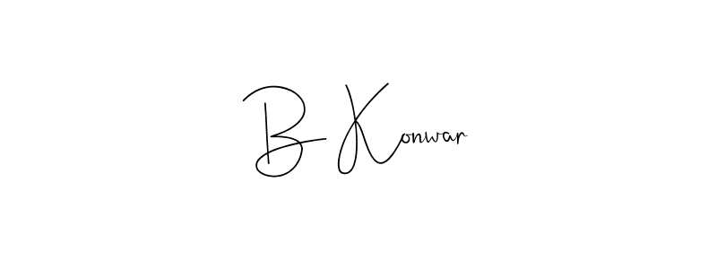 You should practise on your own different ways (Andilay-7BmLP) to write your name (B Konwar) in signature. don't let someone else do it for you. B Konwar signature style 4 images and pictures png