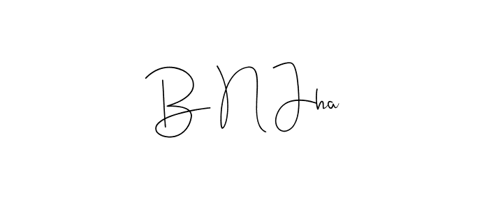 The best way (Andilay-7BmLP) to make a short signature is to pick only two or three words in your name. The name B N Jha include a total of six letters. For converting this name. B N Jha signature style 4 images and pictures png
