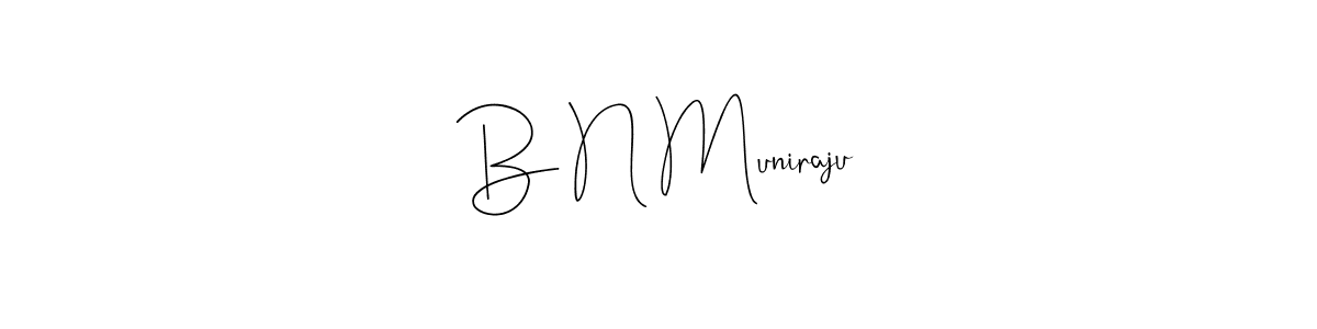 The best way (Andilay-7BmLP) to make a short signature is to pick only two or three words in your name. The name B N Muniraju include a total of six letters. For converting this name. B N Muniraju signature style 4 images and pictures png