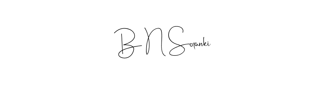 How to make B N Solanki name signature. Use Andilay-7BmLP style for creating short signs online. This is the latest handwritten sign. B N Solanki signature style 4 images and pictures png