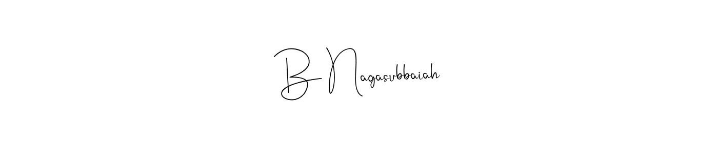 How to make B Nagasubbaiah name signature. Use Andilay-7BmLP style for creating short signs online. This is the latest handwritten sign. B Nagasubbaiah signature style 4 images and pictures png