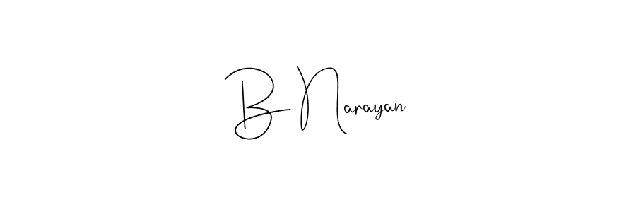 The best way (Andilay-7BmLP) to make a short signature is to pick only two or three words in your name. The name B Narayan include a total of six letters. For converting this name. B Narayan signature style 4 images and pictures png