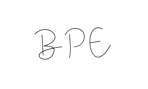 Make a beautiful signature design for name B P E. With this signature (Andilay-7BmLP) style, you can create a handwritten signature for free. B P E signature style 4 images and pictures png