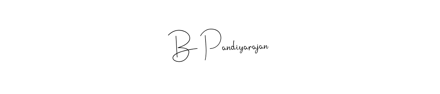 The best way (Andilay-7BmLP) to make a short signature is to pick only two or three words in your name. The name B Pandiyarajan include a total of six letters. For converting this name. B Pandiyarajan signature style 4 images and pictures png