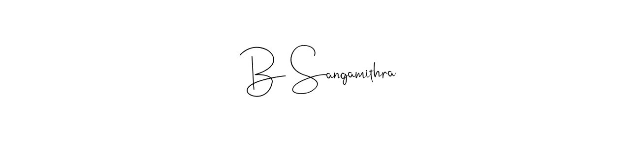 Also we have B Sangamithra name is the best signature style. Create professional handwritten signature collection using Andilay-7BmLP autograph style. B Sangamithra signature style 4 images and pictures png